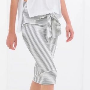Zara pencil skirt waist tie stripe white